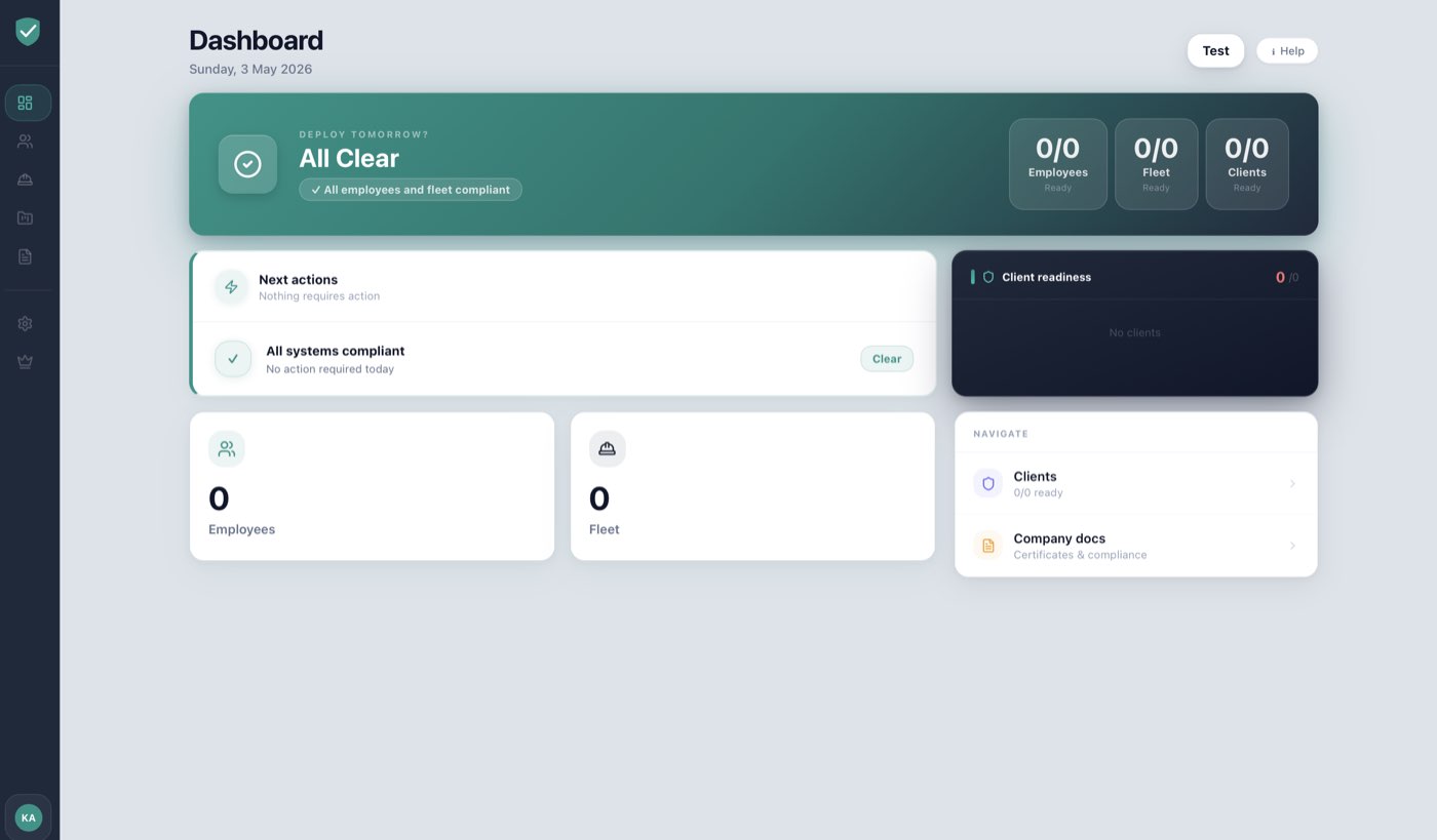 CertSure — compliance dashboard for staff certificates and fleet documents